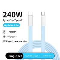Kabel Silikon Datar Transfer Data Pengisian Daya Super Cepat 240W Berkualitas Tinggi 6A Kabel Dua Ujung Kompatibel USB-Type-C