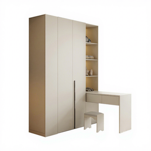 Hinged Door Wardrobe <b>Large</b> Capacity Bedroom Storage Cabinet With <b>Desk</b> Combination For Home Use - Product Image 4