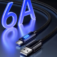 Câble de charge rapide USB vers USB-C 100W LED Light, 1m 1.8m, multifonction, charge rapide, accessoires pour téléphone portable, câble de données