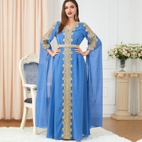 Élégante Robe Abaya Africaine Musulmane du Moyen-Orient pour Femme, Robe de Fête Arabe Jalabiya, Kaftan Marocain Islamique Turque pour l'Aïd