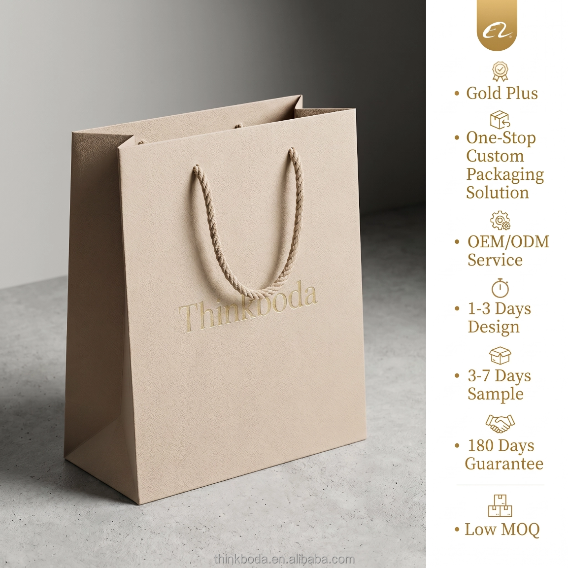 Luxury Eco-Friendly Minimalist Custom Logo Paper Gift Bag Ribbon Handle Premium Rigid Shopping Bag for Perfume Spirits Candle