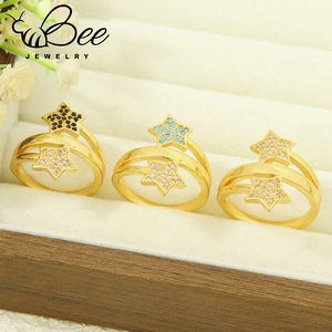 Anillos de Cóctel con Circonitas en Forma de Estrella Árabe, Resistentes al Agua, de Lujo, Chapados en Oro de 21k, Elegantes y Vintage para Mujer, Venta al Por Mayor - Product Image 6