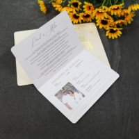 Cartes d'invitation de mariage personnalisées de style passeport avec détails d'impression et enveloppe pour la papeterie de célébration de mariage de luxe