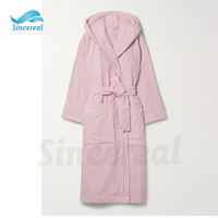 Sincereal gros coton éponge vêtements de nuit chaud grande taille chemise de nuit unisexe Robe de bain avec capuche rose peignoirs