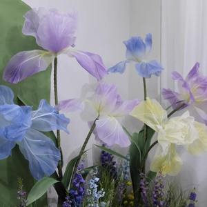 Fleurs artificielles géantes de haute qualité pour la décoration de mariage, fleurs géantes en organza violet et <span class=keywords><strong>bleu</strong></span> <span class=keywords><strong>iris</strong></span>, décoration d'intérieur - Product Image 4