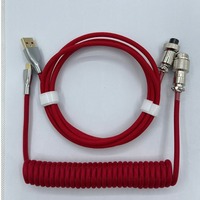Aflion OEM Custom USB Type C Paracord Gx12 Tab Coil Coiled Mechanical Keyboard Cable With Aviator Connector