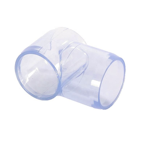 Tube de tuyau en <span class=keywords><strong>PVC</strong></span> transparent en plastique transparent de haute qualité té coudé à 90 degrés modèles d'éclairage de Tube rond personnalisés plomberie d'eau - Product Image 4