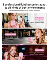 Miroir de maquillage intelligent avec caméra UV, 3 couleurs de lumière, commandé par le toucher, rechargeable par USB, avec technologie de détection UV LOOK