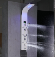 Jets de douche à led hydro, panneau de douche de luxe multifonction noir moderne massage, 6 pièces