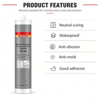 Scellant silicone neutre Sanvo 300ml, résistant aux intempéries, pour la construction, le travail du bois, la liaison, étanchéité haute résistance pour fenêtres, portes, OEM