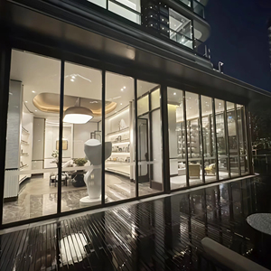 Portes pliantes modernes et minimalistes certifiées KS, isolation thermique anti-condensation, verre isolant Low-E, aluminium, hôtel, centre commercial - Product Image 1