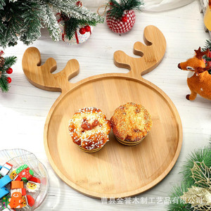 Bamboo Reindeer <b>Tray</b> 30cm Christmas Dessert Serving Plate For Party Food Display - Product Image 2