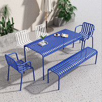 Ensemble de table et chaises de jardin en fer moderne, revêtement poudré, pour mobilier de patio, salon, cour et jardin - Vente en gros