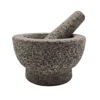 Mortier et pilon en granit de Chine en gros pour outils à herbes et épices avec surface dénoyautée durable emballé dans une boîte
