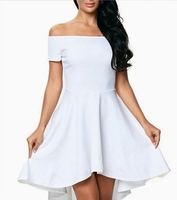Robes pour femmes à épaules dénudées, robe cintrée en forme de A, jupe ample à queue de pie