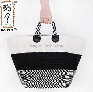 KUYUE Foldable handbag cotton rope baskets home storage home storage & organization