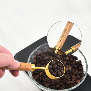 Ensemble <span class=keywords><strong>de</strong></span> 8 cuillères à mesurer en acier inoxydable avec manche en bois pour la cuisine assaisonnement du <span class=keywords><strong>lait</strong></span> en poudre grains <span class=keywords><strong>de</strong></span> café, etc. - Product Image 2