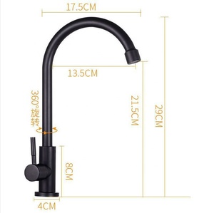 Grifo de Cocina Monomando Negro de Acero Inoxidable 304 de Fábrica <span class=keywords><strong>Nanan</strong></span>, Diseño Contemporáneo, Grifo para Fregadero, Agua Fría - Product Image 3
