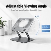 Support réglable en métal pour ordinateur portable et tablette avec crochets avant, norme CE RoHS, pour une fixation stable sur bureau et pour les appareils informatiques