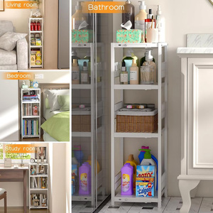 Modern 4-Tier Expandable Slim Rolling Wire Waterproof Eco-Friendly Bathroom Organizer Freestanding <strong>Narrow</strong> Space Saving Shelf - Product Image 6