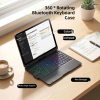 Clavier sans fil BT 5.0 avec rotation à 360 degrés, étui pour iPad Pro 11 pouces, pavé tactile intelligent rétroéclairé, support multi-angles, série F 2024
