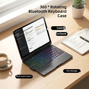 เคสคีย์บอร์ดไร้สาย BT 5.0 รุ่น F Series ปี 2024 หมุนได้ 360 องศา สำหรับ iPad Pro <span class=keywords><strong>11</strong></span> นิ้ว พร้อมทัชแพดอัจฉริยะ ไฟแบ็คไลท์ และขาตั้งปรับได้หลายมุม - Product Image 2