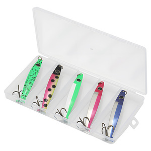 Leurres durs |   Lot de 5 leurres de jigging longue portée biomimétiques en métal à paillettes <span class=keywords><strong>pour</strong></span> la pêche au poisson-serpent et au bar - Vente en gros - Product Image 5