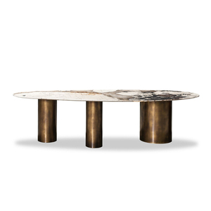 Luxury NEW Design Dining Room Furniture OVAL Table Stainless Steel Base <b>Marble</b> <b>Top</b> Smart Tables for Home C9348 Stainless Steel D - Product Image 6