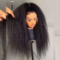 Perruque Lace Front en Cheveux Humains Lisses Yaki, avec Nattes Demi-Attachées Demi-Débordantes et Chignon Haut, Noir Naturel, Vente en Gros pour Femmes Noires