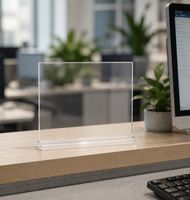 Support de signalisation en plexiglas transparent, présentoir de table en acrylique double face avec fente pour menu, photo, bureau, comptoir