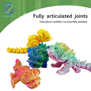 Figurine de danse du lion imprimée en 3D, modèle entièrement articulé, ornement de bureau créatif, cadeau, statue de Kirin et de lion chinois - Product Image 1