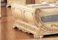 Lit de traîneau en bois massif américain de luxe antique avec un design européen classique, tailles et couleurs personnalisables