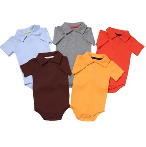 Newborn baby polo shirts onesie 100% cotton custom logo short sleeve rompers baby onesie clothes