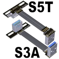 Kabel Ekstensi USB 3.0 Tipe-A FFC FPC Male Female, Lipat 90 Derajat, Fleksibel, Datar, untuk Pengisian Daya, FPV, Gimbal Genggam Brushless, Monitor