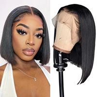 Nouvelle Arrivée en Gros Perruques Courtes Droites Bob avec Ligne de Cheveux Naturelle, Perruques Frontales HD Lace 13x4 en Cheveux Humains pour Femmes Noires