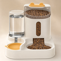 Distributeur d'eau et de nourriture 2-en-1 pour chats et chiens avec séparation sec-humide, bol de rangement en plastique de qualité animale, idéal pour les voyages en extérieur