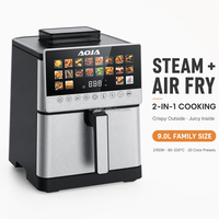 Friteuse à air numérique professionnelle personnalisée, sans huile, à écran tactile couleur rapide, en acier inoxydable, pour la maison, avec fonction vapeur