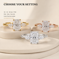Bague de fiançailles en or 18 carats sur mesure, diamant de laboratoire taille radiant couleur DEF, trois pierres, cadeau de mariage, bijoux fins