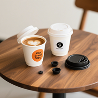 Gobelet à café jetable à double paroi ondulée, personnalisé, isolé, pour boissons chaudes, emballage à emporter