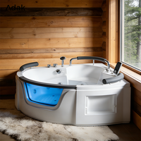 Baignoire triangulaire autoportante en acrylique pour intérieur, avec massage à air et drain intégré, écologique, moderne, blanche