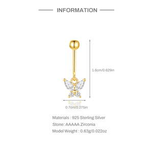 Petit piercing arrière de 3 mm en argent sterling S925 avec zircon papillon pour femmes - Product Image 5