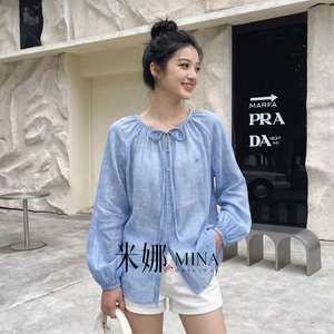 Camicetta con Fiocco al Collo <span class=keywords><strong>da</strong></span> Donna, Vestibilità Ampia, Maniche Lunghe, Bottoni Frontali, Stile Dolce e Chic, Casual per la Primavera e l'Uso Quotidiano - Product Image 5