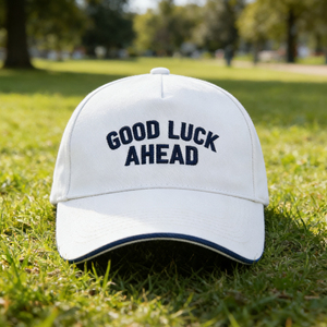 Casquette de baseball 5 panneaux INJAE VINA brodée 'Good Luck Ahead' blanche, décontractée, sportive, en toile de coton, unisexe, réglable, protection solaire - Product Image 5