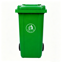 Poubelle extérieure avec couvercle, 240 L, en plastique, écologique, avec roues, pour usage commercial