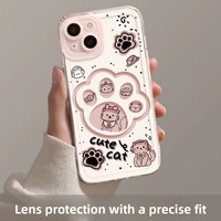 Coque en silicone transparente antichoc de style griffe d'animal mignon compatible avec les modèles 12/13/14/15/16 Pro Max, sensation premium, protection intégrale