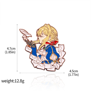 Spilla in metallo smaltata <span class=keywords><strong>Violet</strong></span> <span class=keywords><strong>Evergarden</strong></span>, design anime/cartoon, placcata oro, regalo - Product Image 3