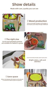 Set Multifunzionale di Colonne con Perline, Cubo di Attività in Legno a Quattro Lati con Tema Fattoria per Bambini di 12 Mesi, Vendita all'Ingrosso - Product Image 3
