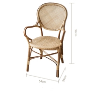 Chaise de salle à manger coloniale vintage légère Mobilier tissé de style rétro pour hôtel Villa Utilisation extérieure extensible en acier inoxydable