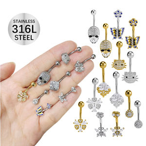 Gato ombligo anillos moda Sexy Piercing joyería Acero inoxidable mariposa circón vientre anillo - Product Image 5