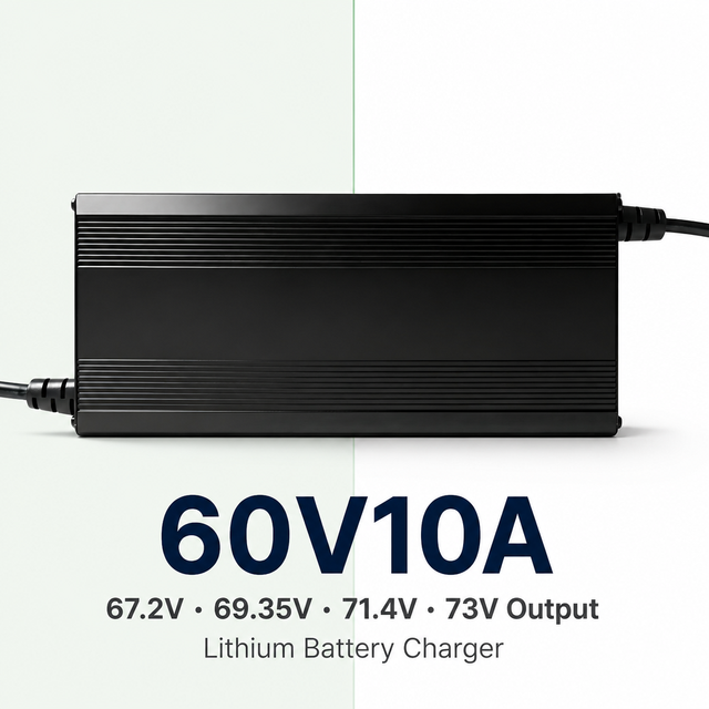 Smart Durable High Quality Lithium Ion Lifepo4 Battery Charger 60V 67.2V 69.35V 73V 75.6V10A  for Electric Tricycle E Scooter